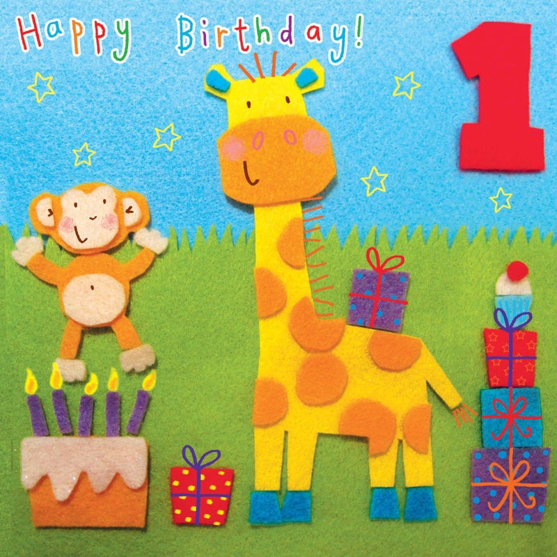 Twizler 1st Birthday Card Giraffe â€“ Age 1 Birthday Card â€“Girls Birthday Card Age 1 â€“ Boys Birthday Card Age 1 â€“1st Birthday Card Girl â€“1st Birthday Card Boy -Happy Birthday Card 1 Year Old â€“Card Age 1 - Image 2